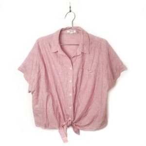 Madewell End on End Tie Front Button Down L Red